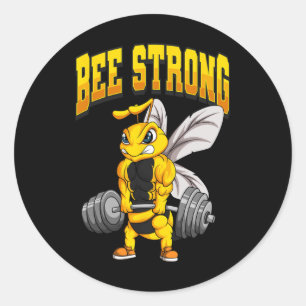Bee Strong Gym Fitness Bodybuilding  Classic Round Sticker