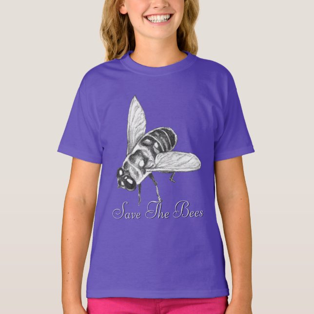 Bee T-shirt Honeybee Shirt Save the Bees Organic T (Front)