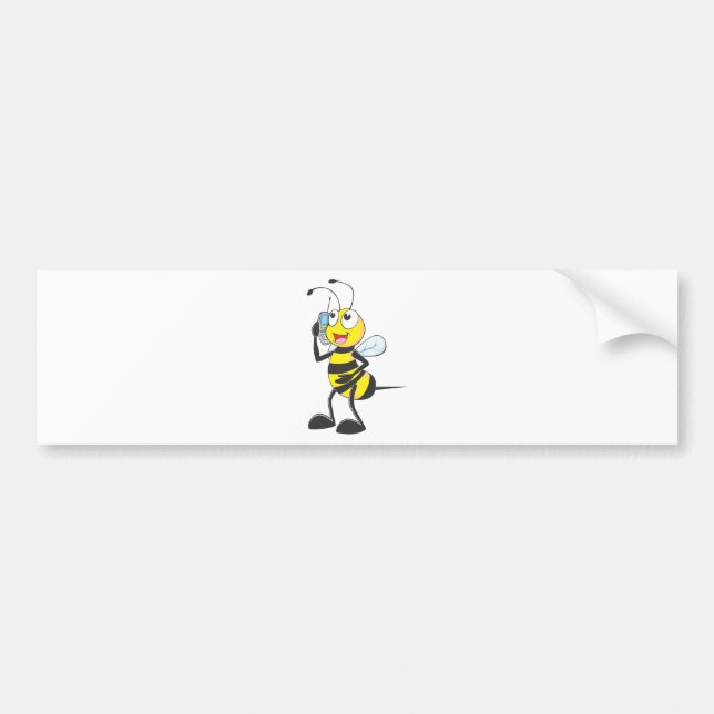 Bee Talking on Phone - Calling Someone Bumper Sticker (Front)