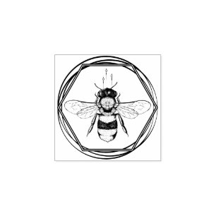 Bee Tattoo Honeycomb Apiary Branding logo Rubber Stamp