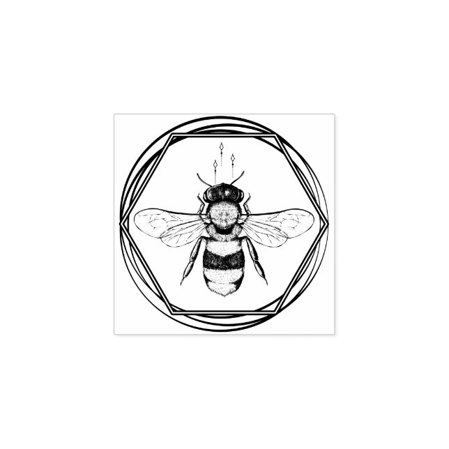 Bee Tattoo Honeycomb Apiary Branding logo Rubber Stamp (Imprint)