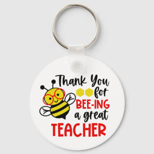 Bee Teacher Appreciation Keychains Personalised