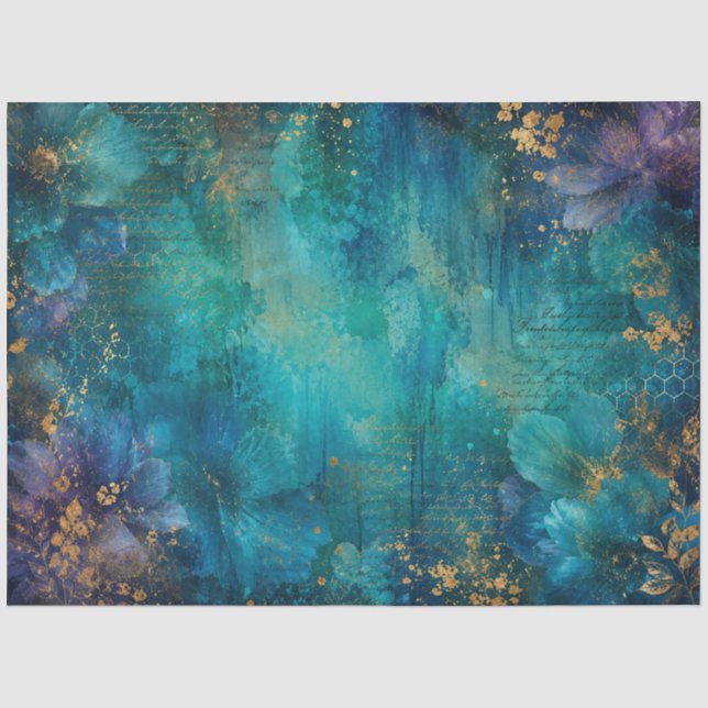 bee teal background landscape  tissue paper (Front)