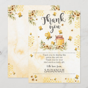 Bee Thank you Card Honey Bee Thank you Flat