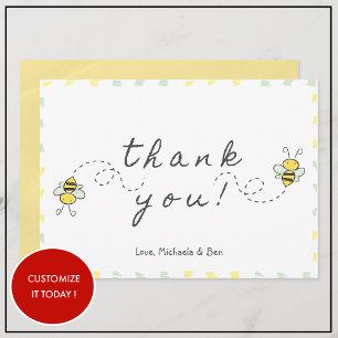 Bee thank you cards,Baby Shower Cute Adorable
