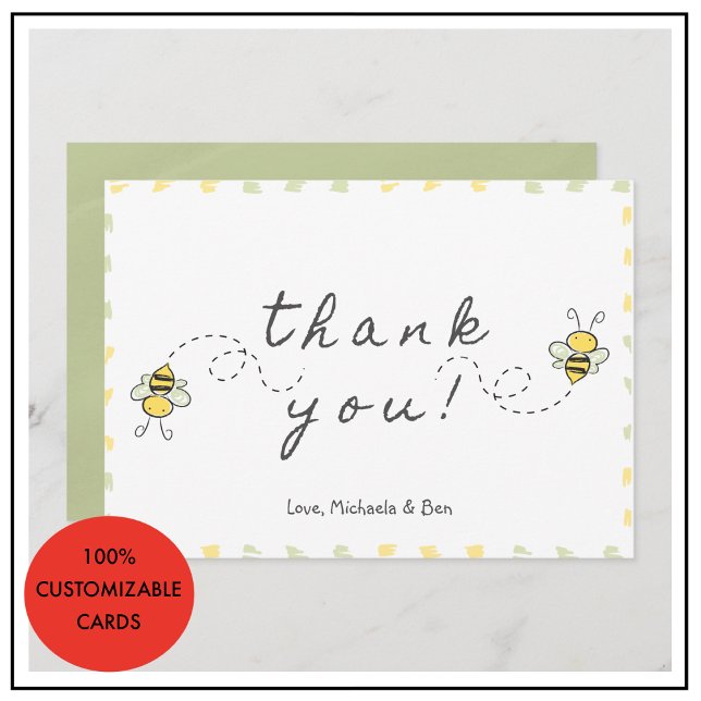 Bee thank you cards,Baby Shower Cute Modern (Bee thank you cards,Baby Shower Cute gender neutral)