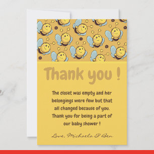 Bee thank you cards,Baby Shower Girl Mummy to bee