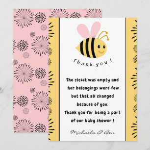 Bee thank you cards Sweet as can bee Baby shower
