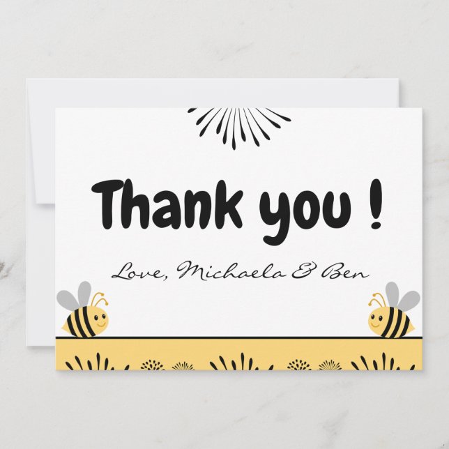 Bee thank you cards Sweet as can bee Baby shower (Front)