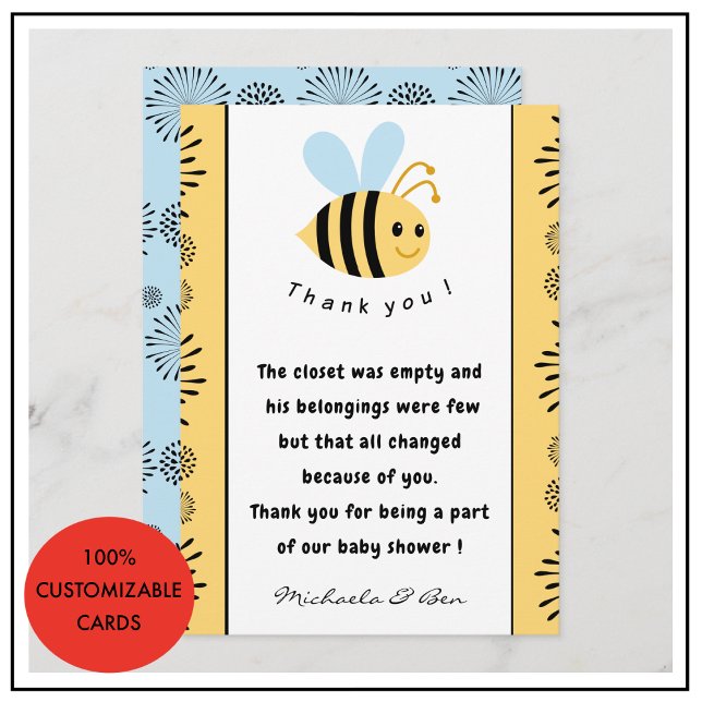 Bee thank you cards Sweet as can bee Baby shower (Bee-thank-you-cards-Sweet-as-can-bee-Baby-shower-2)