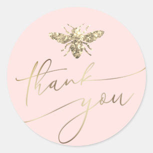 bee thank you classic round sticker