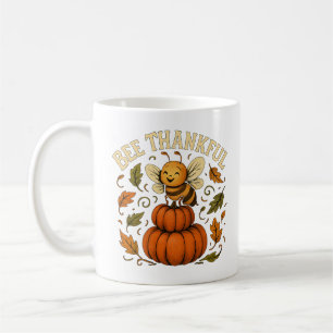 Bee Thankful Autumn Pumpkin Art Coffee Mug
