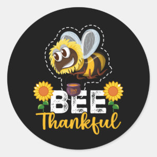 Bee Thankful Be Grateful Blessed Thanksgiving Fall Classic Round Sticker