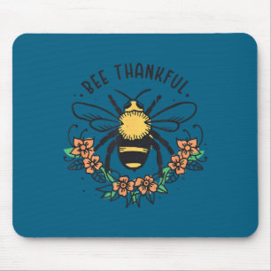 Bee Thankful Funny Thanksgiving Fall Season Pun Qu Mouse Mat