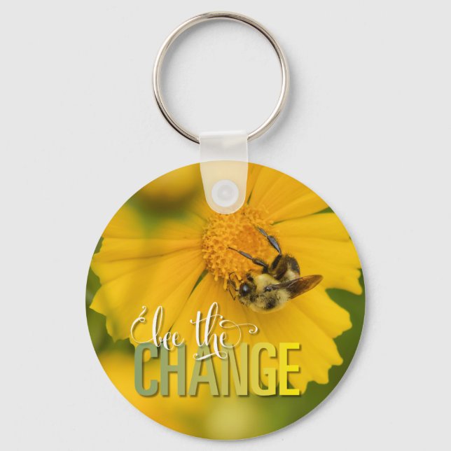 Bee the Change Metal Keychain (Front)