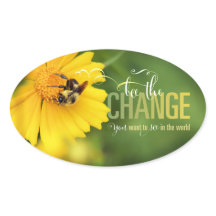 Bee the Change Oval Sticker