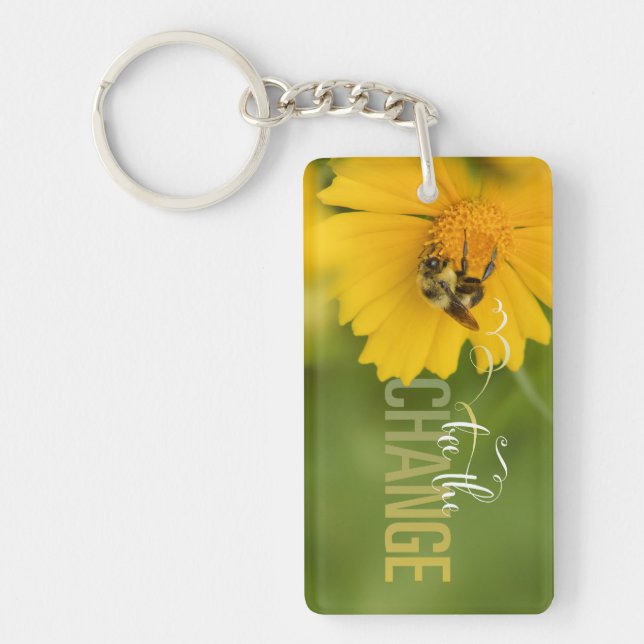 Bee the Change Rectangular Acrylic Keychain (Front)