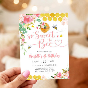Bee Theme 1st Birthday Invitation