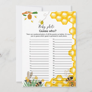 Bee theme baby shower guess who game