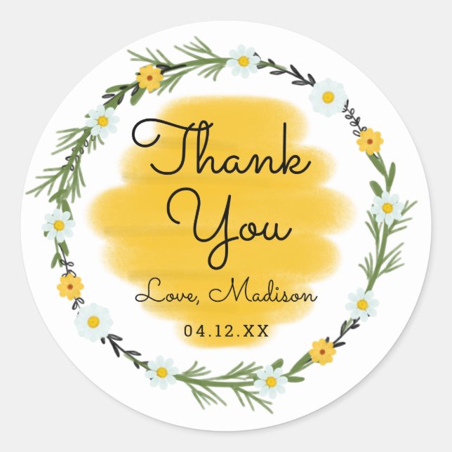 Bee Theme Birthday Party Thank You Sticker (Front)