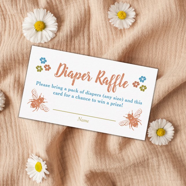 Bee Theme Diaper Raffle Baby Shower Enclosure Card (Creator Uploaded)