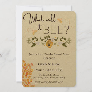 Bee Theme Gender Reveal Party Invitation 