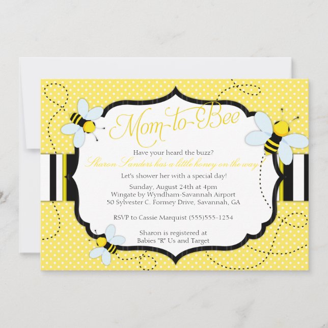 BEE THEMED - Baby Shower Invitation - Mum to "Bee" (Front)