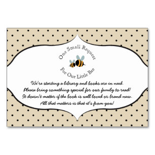 Bee themed - Book Request Baby Shower Card