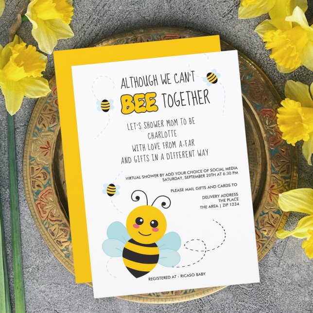 Bee Themed  Cant Be Together Baby Shower by Mail Invitation (Creator Uploaded)