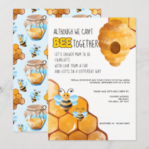 Bee Themed Cant Be Together Baby Shower by Mail Invitation