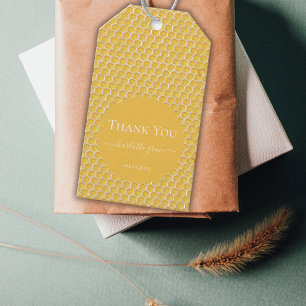 Bee-themed Honeycomb First Bee-Day Thank You Gift Tags