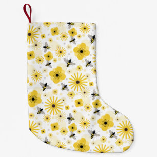 Bee Themed Pattern Christmas Stocking
