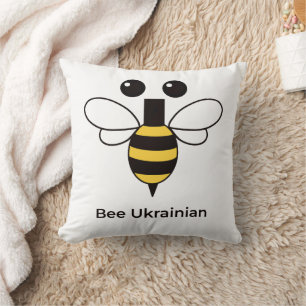 Bee Ukrainian Cute Minimalist Bee Throw Pillow