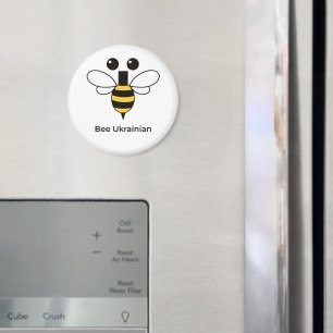 Bee Ukrainian Cute Minimalist Round Magnet