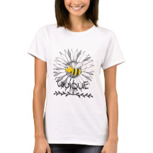 Bee Unique Cute Sunflower Design T-Shirt