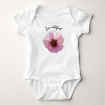 'Bee-utiful' Glowing Pink Hollyhock Baby Bodysuit
