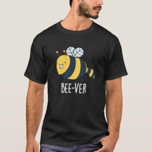 Bee-ver Funny Animal Beaver Bee Pun Dark BG T-Shirt