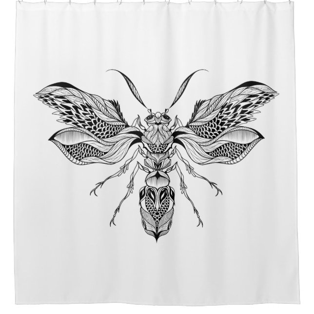 Bee-Wasp Tattoo Shower Curtain (Front)
