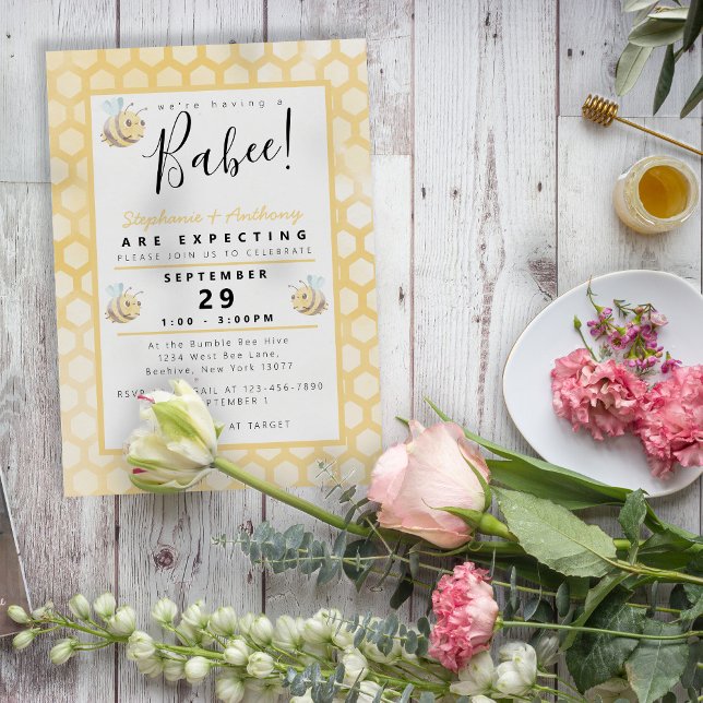 Bee Watercolor Baby Shower Invitation (Creator Uploaded)