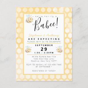 Bee Watercolor Baby Shower Invitation Postcard