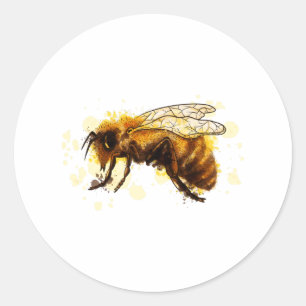 Bee watercolor classic round sticker