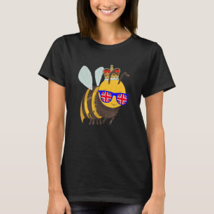Bee Wearing Sunglasses And Crown England UK Flag T-Shirt