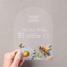 Bee Wedding Watercolor Wildflowers