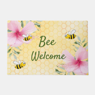Bee Welcome bumble bees yellow honeycomb Doormat