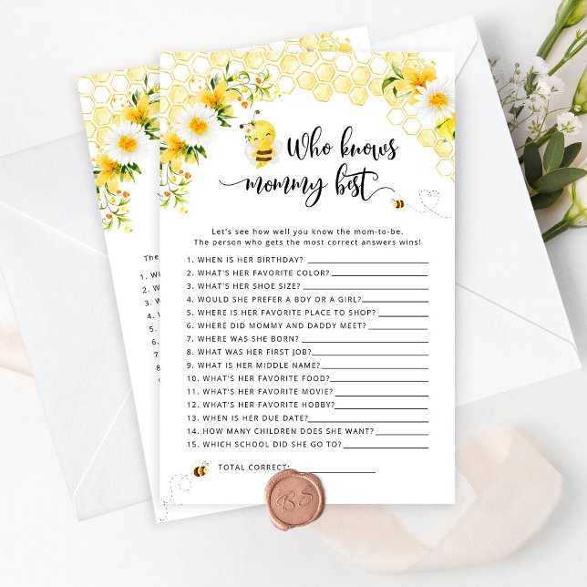 Bee Who knows mummy best baby shower game (Creator Uploaded)