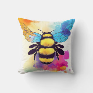 Bee Wild Nature Animal Color Art Painting Cushion