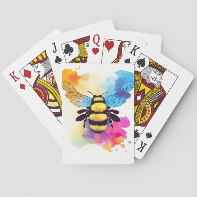 Bee Wild Nature Animal Color Art Painting Playing Cards (Back)