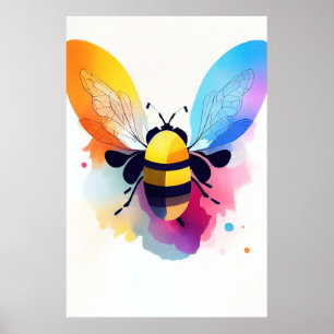 Bee Wild Nature Animal Color Art Painting Poster