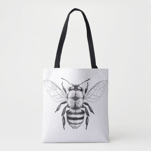 Bee Wild Nature Animal Illustration Art Drawing Tote Bag (Front)