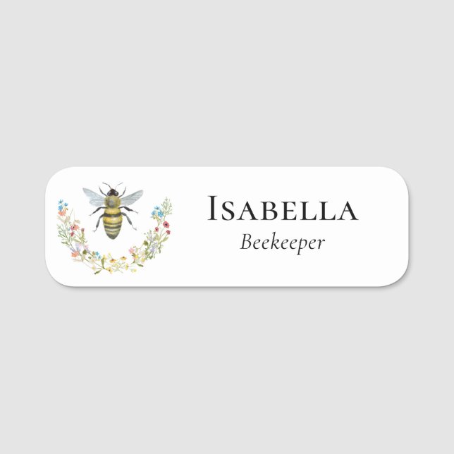 Bee Wildflower Apiary Business Name Tag (Front)